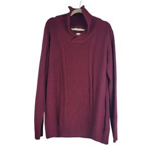 Coofandy Cable Knit Sweater Womens size XL Cowl Neck Red Long Sleeve Stretch NWT